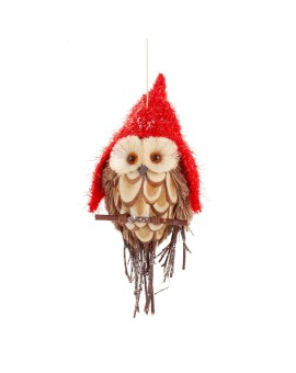 Ozdoba choinkowa urocza sowa w czapeczce w stylu eko