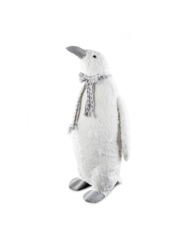 Urocza duża figurka świąteczna PINGWIN w plecionym szaliku z lśniącymi drobinkami