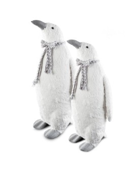 Urocza duża figurka świąteczna PINGWIN w plecionym szaliku z lśniącymi drobinkami Eurofirany | Time- 2