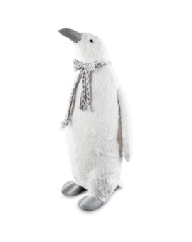 Urocza duża figurka świąteczna PINGWIN w plecionym szaliku z lśniącymi drobinkami