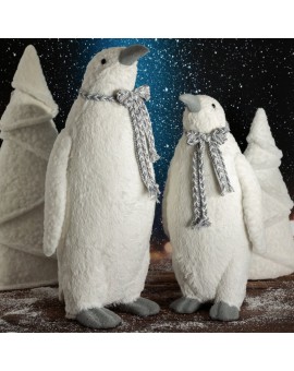 Urocza duża figurka świąteczna PINGWIN w plecionym szaliku z lśniącymi drobinkami Eurofirany | Time- 2