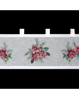 Zazdrostka świąteczna biało, czerwona zdobiona nadrukiem gwiazd betlejemskich 150x30 cm szelki - XMAS 3 Eurofirany | Time- 2