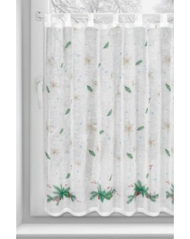 Zazdrostka biało, zielona z etaminy zdobiona świątecznym nadrukiem 150x90 cm szelki - XMAS 4