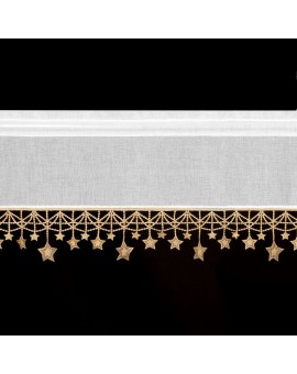 Zazdrostka biało, złota z etaminy zdobiona świątecznymi gwiazdkami 150x90 cm tunel - XMAS Eurofirany | Time- 2