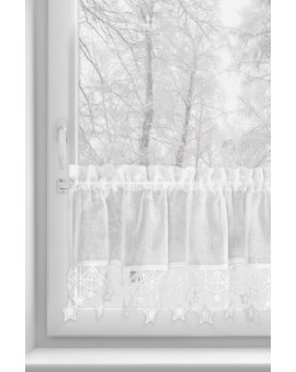 Zazdrostka biała z etaminy zdobiona świątecznymi gwiazdkami  150x30 cm tunel - XMAS