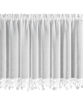 Zazdrostka biała z etaminy zdobiona świątecznymi gwiazdkami  150x90 cm tunel - XMAS Eurofirany | Time- 2