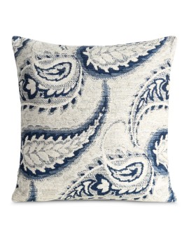 Poszewka na poduszkę 43x43 cm kremowo, granatowa z szenilowej tkaniny z przeszywanym wzorem SABINA