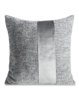 Poszewka na poduszkę 45x45 cm stalowa szenilowa zdobiona pasem z welwetu CARLA 03