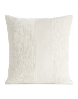 Poszewka na poduszkę 45x45 cm kremowa szenilowa zdobiona pasem z welwetu CARLA 05