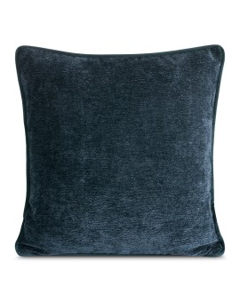 Poszewka na poduszkę 45x45 cm granatowa z szenilowej tkaniny z wypustką na brzegach KLARA 01