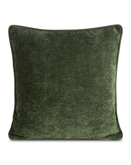 Poszewka na poduszkę 45x45 cm oliwkowa z szenilowej tkaniny z wypustką na brzegach KLARA 02