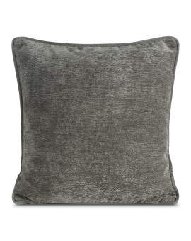 Poszewka na poduszkę 45x45 cm stalowa z szenilowej tkaniny i wypustką na brzegach KLARA 03