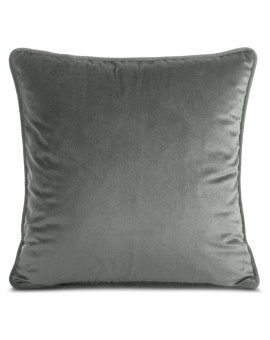 Poszewka na poduszkę 45x45 cm stalowa z szenilowej tkaniny i wypustką na brzegach KLARA 03 Eurofirany | Time- 2