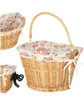 Koszyk rowerowy wiklinowy na rower RALLEX przedni pleciony click w kwiaty Kik Sp. z o. o. Sp. k. | Time- 2