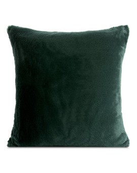 Poszewka na poduszkę 60x60 cm ciemnozielona z miękkiej futrzanej tkaniny NINA