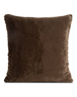 Poszewka na poduszkę 60x60 cm ciemnobrązowa z miękkiej futrzanej tkaniny NINA