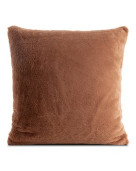 Poszewka na poduszkę 60x60 cm jasnobrązowa z miękkiej futrzanej tkaniny NINA