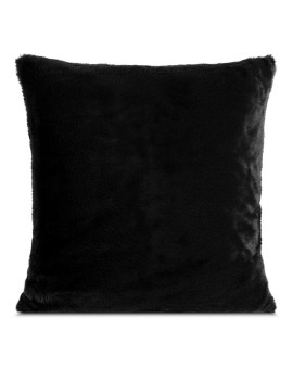 Poszewka na poduszkę 60x60 cm czarna z miękkiej futrzanej tkaniny NINA