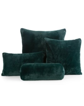 Poszewka na poduszkę 30x50 cm ciemnozielona z miękkiej futrzanej tkaniny NINA Eurofirany | Time- 2