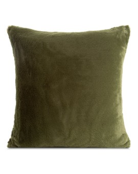 Poszewka na poduszkę 60x60 cm oliwkowa z miękkiej futrzanej tkaniny NINA