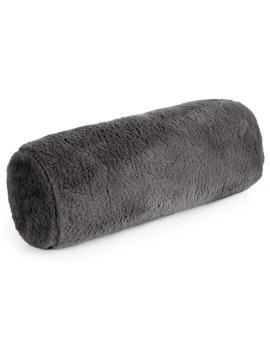 Poduszka wałek 15x45 cm stalowa z miękkiej futrzanej tkaniny  NINA
