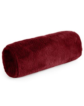 Poduszka wałek 15x45 cm bordowy z miękkiej futrzanej tkaniny  NINA
