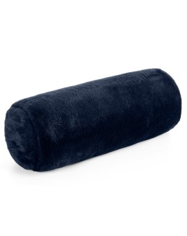 Poduszka wałek 15x45 cm granatowa z miękkiej futrzanej tkaniny  NINA