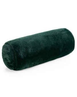 Poduszka wałek 15x45 cm ciemnozielona z miękkiej futrzanej tkaniny  NINA