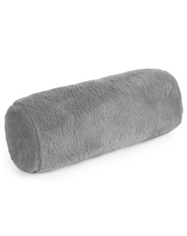 Poduszka wałek 15x45 cm srebrna z miękkiej futrzanej tkaniny  NINA