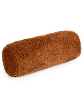 Poduszka wałek 15x45 cm ceglasta z miękkiej futrzanej tkaniny  NINA