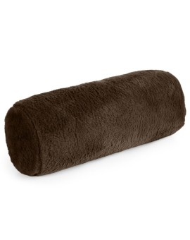 Poduszka wałek 15x45 cm ciemnobrązowa z miękkiej futrzanej tkaniny  NINA