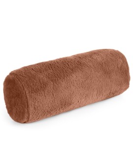 Poduszka wałek 15x45 cm jasnobrązowy z miękkiej futrzanej tkaniny  NINA