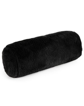 Poduszka wałek 15x45 cm czarna z miękkiej futrzanej tkaniny  NINA