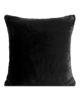 Poszewka na poduszkę 45x45 cm czarna z miękkiej futrzanej tkaniny NINA