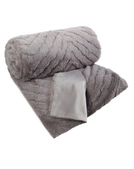 Koc 150x200 cm srebrny, z miękkiej tkaniny futerkowej z efektem 3D KATE Eurofirany | Time- 2