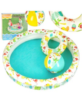 Basen dmuchany ogrodowy 3w1 dla dzieci kółko piłka BESTWAY 51124 122cm
