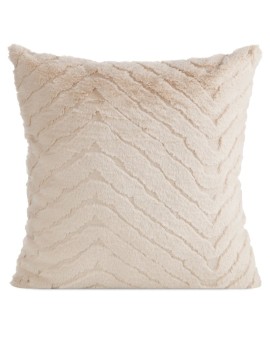 Poszewka na poduszkę 45x45 cm futrzana beżowa zdobiona efektem 3D KATE