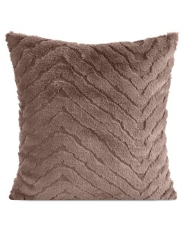 Poszewka na poduszkę 45x45 cm futrzana ciemnobeżowa zdobiona efektem 3D KATE