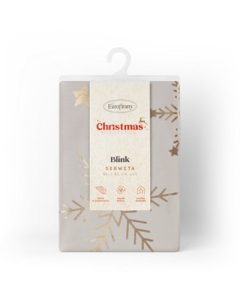 Obrus świąteczny 85x85 cm beżowo, szampański welwetowy zdobiony śnieżynkami Eurofirany | Time- 2