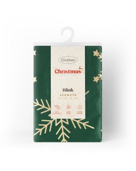 Obrus świąteczny 85x85 cm ciemnozielono, szampański welwetowy zdobiony śnieżynkami