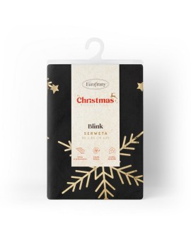 Obrus świąteczny 85x85 cm czarno, szampański welwetowy zdobiony śnieżynkami Eurofirany | Time- 2