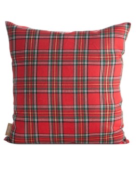 Poszewka na poduszkę świąteczna 45x45 cm czerwono, zielona w kratę i zdobiona haftem Eurofirany | Time- 2