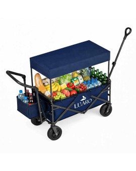 Wózek transportowy LUARO plażowy składany z daszkiem i siatką granatowy Kik Sp. z o. o. Sp. k. | Time- 2