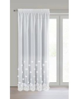 Firana biała z siateczki zdobiona trójwymiarowymi różami 140x270 cm taśma - DIANA Eurofirany | Time- 2