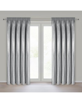 Zasłona srebrna z błyszczącego welwetu 140x270 cm taśma - CAMERON