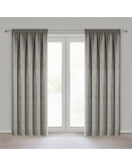 Zasłona  beżowa o szenilowej strukturze 140x270 cm taśma - NESKA