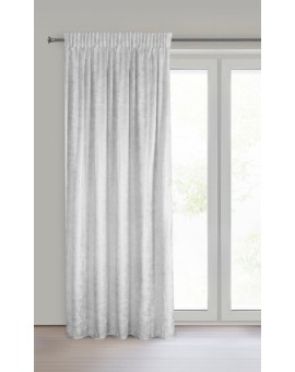 Zasłona biało, srebrna welwetowa z nakrapianym nadrukiem 135x270 cm taśma - AVENA Eurofirany | Time- 2