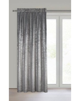 Zasłona stalowo, srebrna welwetowa z nakrapianym nadrukiem 135x270 cm taśma - AVENA Eurofirany | Time- 2