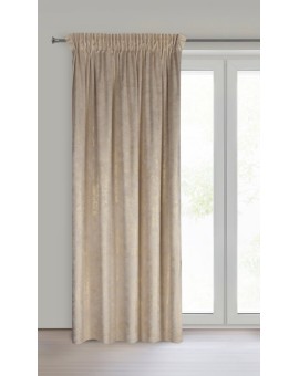 Zasłona kremowo, srebrna welwetowa z nakrapianym nadrukiem 135x270 cm taśma - AVENA Eurofirany | Time- 2