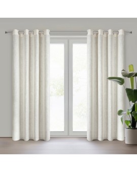 Zasłona naturalna o widocznym i naturalnym splocie z domieszką lnu  140x250 cm przelotki - ELINA